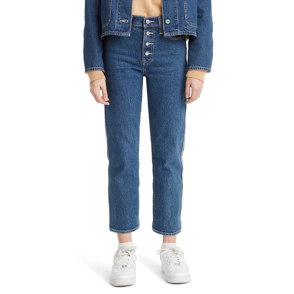 Levi's Wedgie High Waist Crop Straight Leg Jeans - Picture 1 of 8
